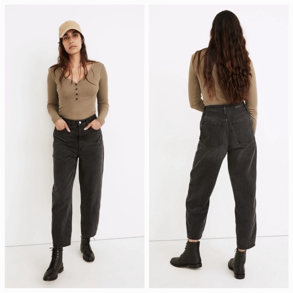 Madewell High Rise Black Jeans balloon denim